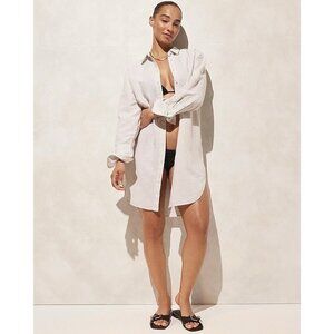 J Crew Womens Relaxed Fit Beach Shirt Sz Small Sheer Flax Linen Cotton Blend